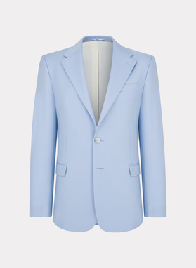 Błękitny wełniany garnitur męski