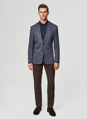 Melanżowa marynarka męska w kolorze granatowym