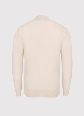 Sweter męski rozpinany w kolorze beżowym