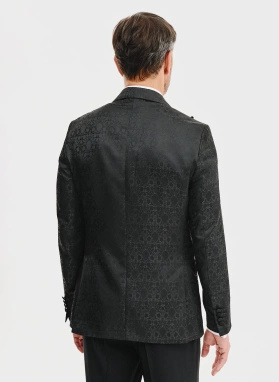 Ślubna żakardowa marynarka smokingowa czarna