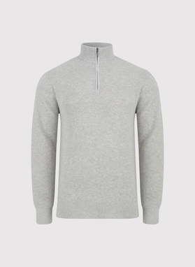 Szary sweter z rozpinaną stójką