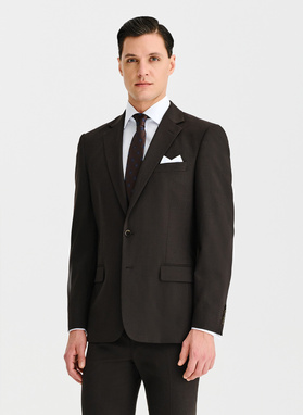 Ślubny brązowy garnitur męski