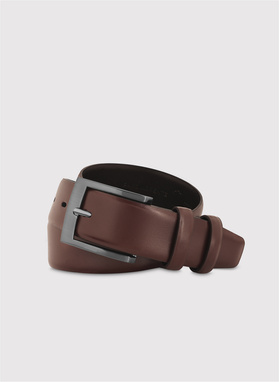 Ciemnobrązowy skórzany pasek męski
