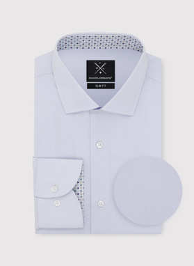 Błękitna koszula męska z kontrastowym wykończeniem