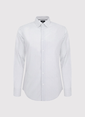 Biała koszula męska w mikrowzór