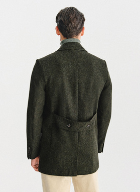Zielony wełniany płaszcz męski