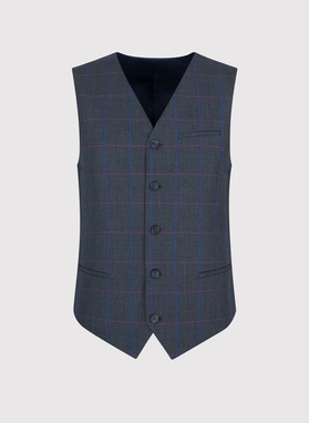 Ciemnoszara kamizelka męska w kratę