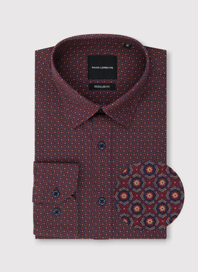 Bordowa koszula w geometryczny wzór