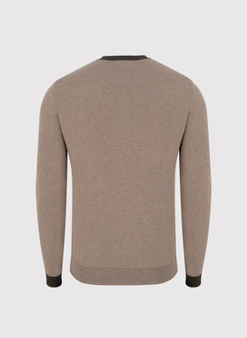 Melanżowy sweter męski dekolt V-neck