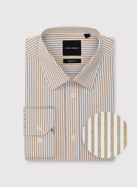 Beżowa koszula męska w paski
