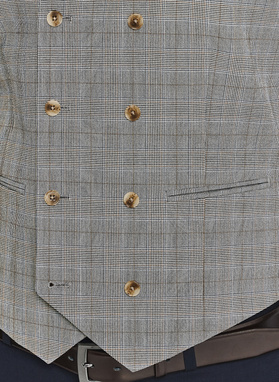 Szara dwurzędowa kamizleka w drobną kratkę