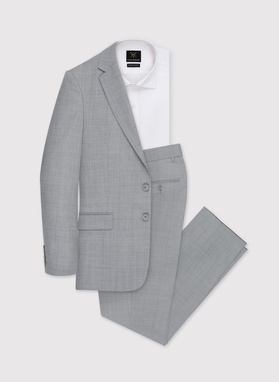 Szare spodnie garniturowe w delikatną kratę