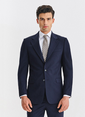 Wełniany granatowy garnitur męski