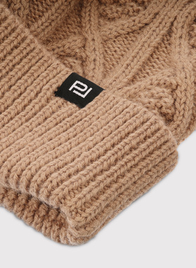 Beżowa czapka męska z wełną