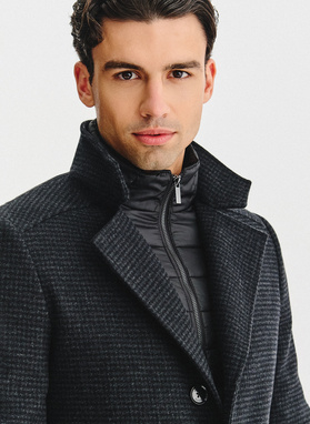 Ciemnoszary płaszcz w pepitkę