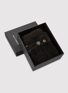 Brązowe zamszowe rękawiczki