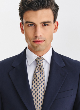 Wełniany granatowy garnitur męski