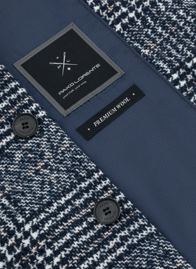 Granatowy męski płaszcz w kratę