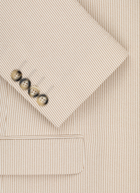 Beżowa marynarka garniturowa w prążek