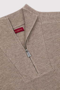 Beżowy sweter z rozpinaną stójką