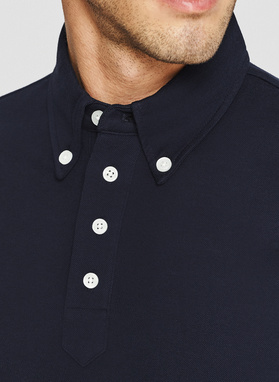 Granatowy t-shirt polo z bawełny