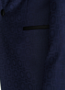 Ślubna żakardowa marynarka smokingowa w kolorze granatowym