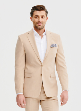 Ślubny beżowy garnitur męski