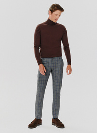 Szare spodnie męskie w niebieską kratę