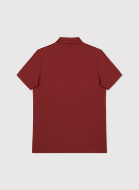 Bordowy t-shirt polo na trzy guziczki