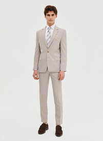 Gładki beżowy garnitur męski