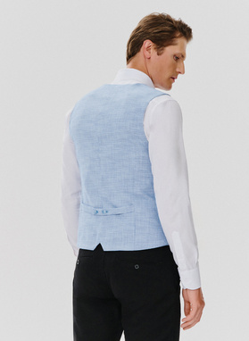 Jednorzędowa kamizelka męska w drobną kratę