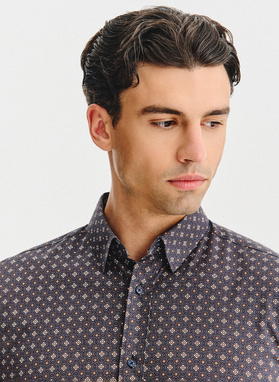 Brązowa koszula mikrowzór