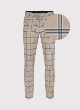 Spodnie garniturowe w kolorze beżowym w kratę