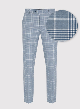 Niebieski garnitur w kratę