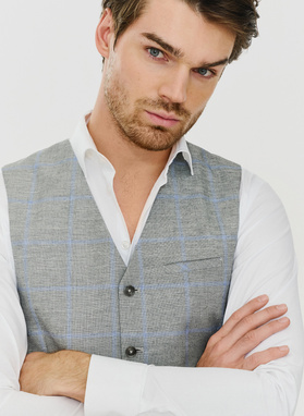 Męska szara kamizelka w kratę