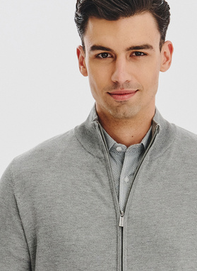 Szary rozpinany sweter męski