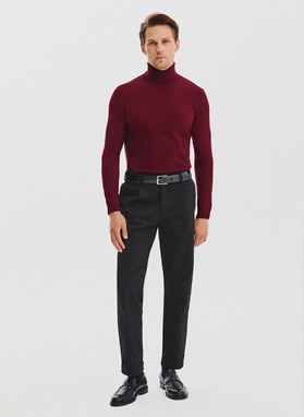 Bordowy gładki golf męski