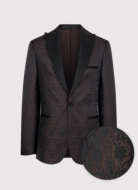Brązowa żakardowa marynarka smokingowa