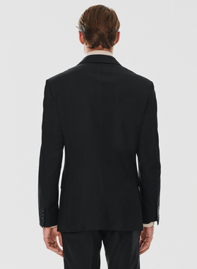 Dwurzędowa czarna marynarka garniturowa