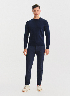 Granatowy bawełniany sweter z kaszmirem