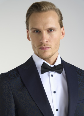 Granatowa żakardowa marynarka smokingowa