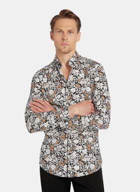 Czarna koszula męska kwiaty