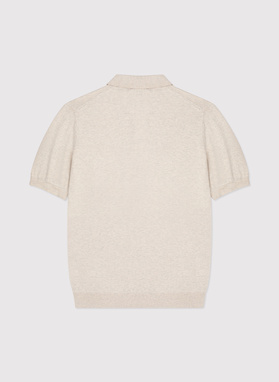 Beżowy swetrowy t-shirt polo