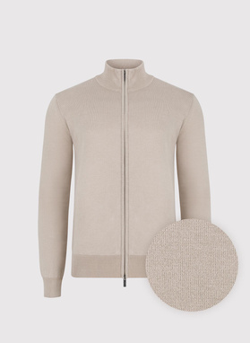 Beżowy rozpinany sweter męski