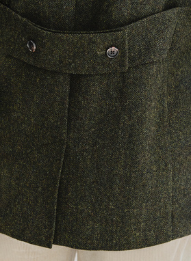 Zielony wełniany płaszcz męski