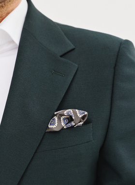 Wełniany zielony garnitur męski