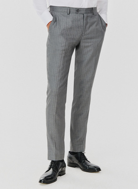Szare spodnie garniturowe w prążek