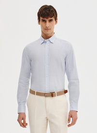 Błękitna koszula z lnu i bawełny