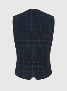 Granatowa kamizelka w kratę Windowpane