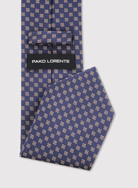 Granatowy krawat we wzór geometryczny